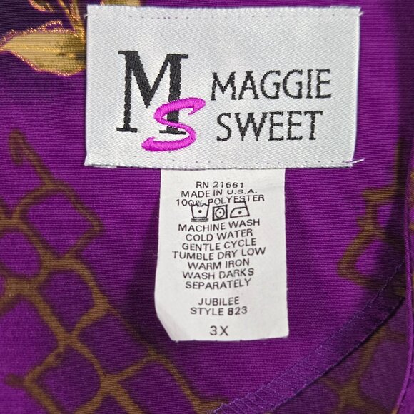 Vintage Maggie Sweet‎ Jubilee Two Piece Set Purple Floral Skirt & Top 2X 3X - Picture 6 of 14